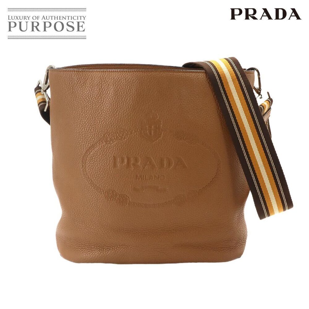 Prada Cervo Antik Leather Messenger Crossbody Bag Brown